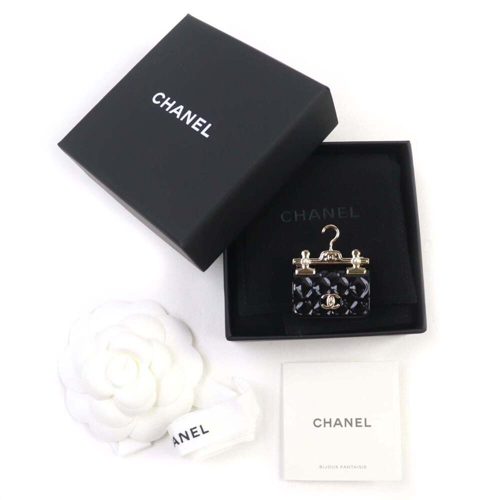 CHANEL Black Pearl Logo Brooch - Picture 2 of 8